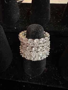 Silver Plated CZ  Eternity Stackable Ring Set